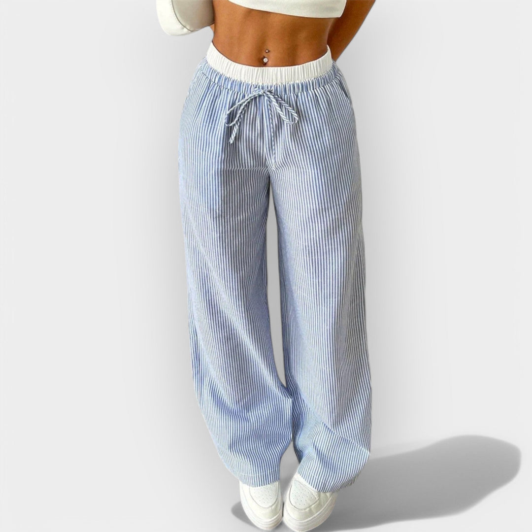 Juostuotos Plačios Kelnės