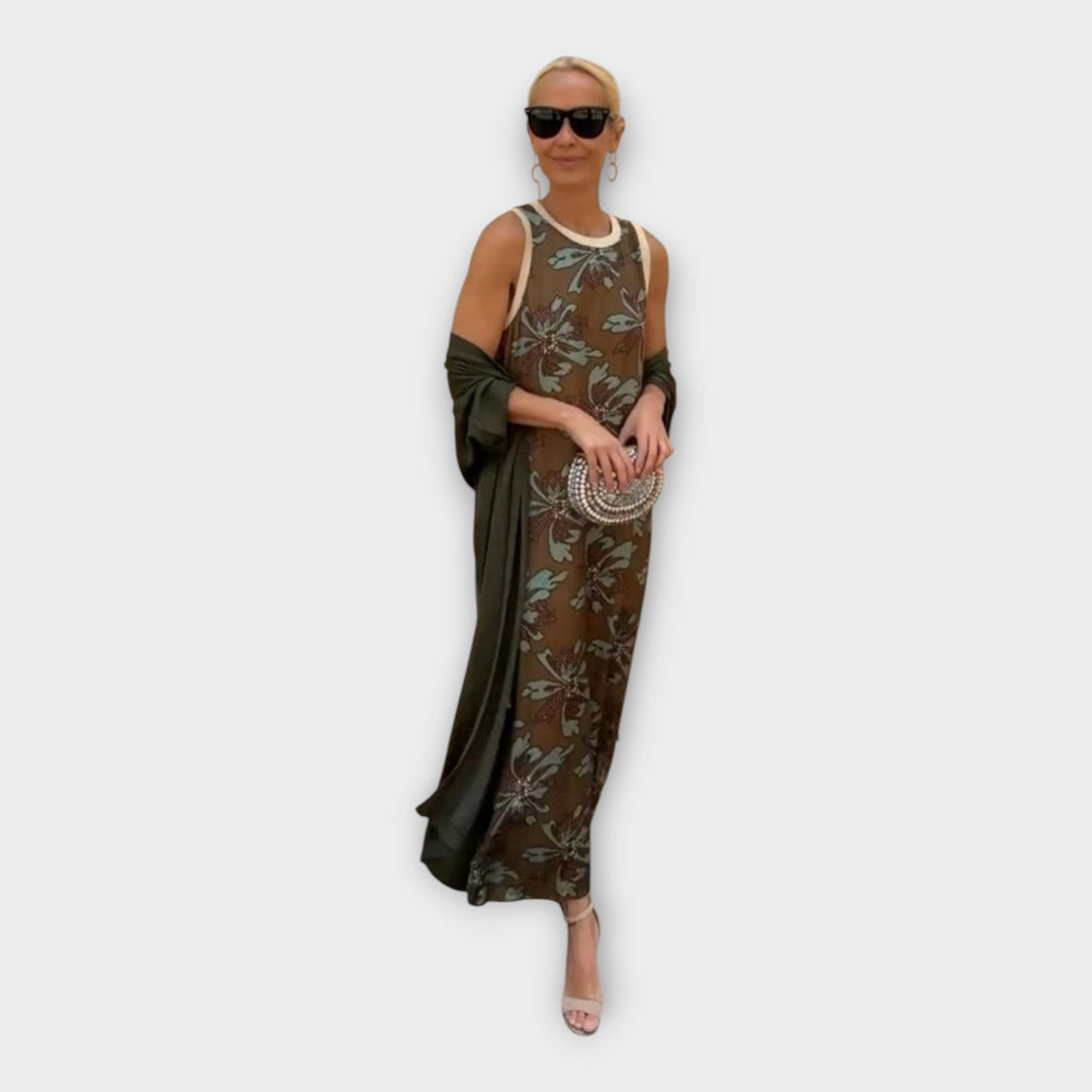 Maximalus Suknelė su Gėlių Akcentais