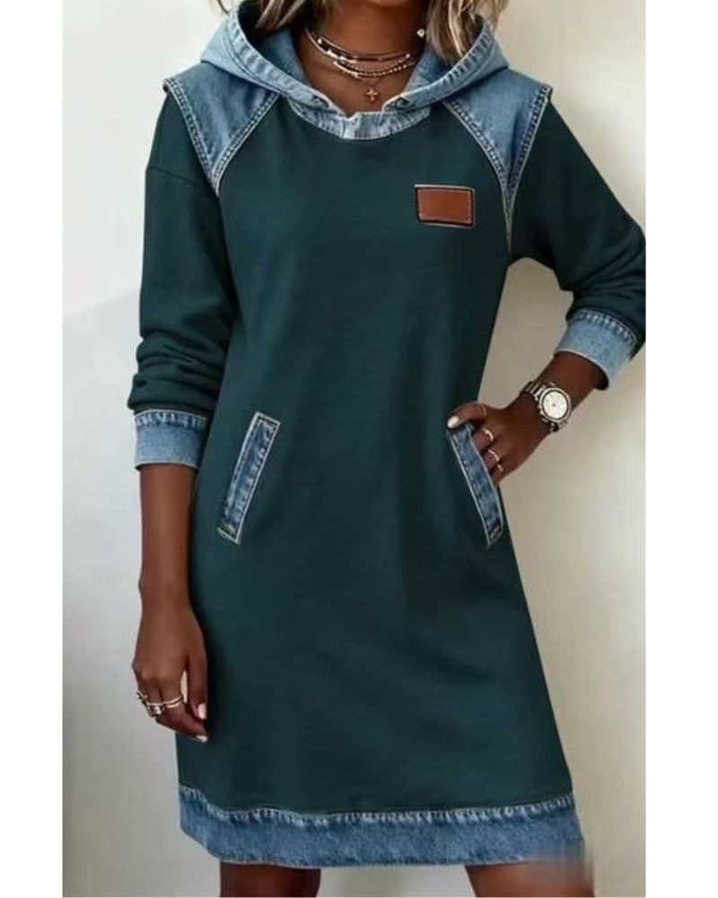 Lara – Džinsinė suknelė su gobtuvu