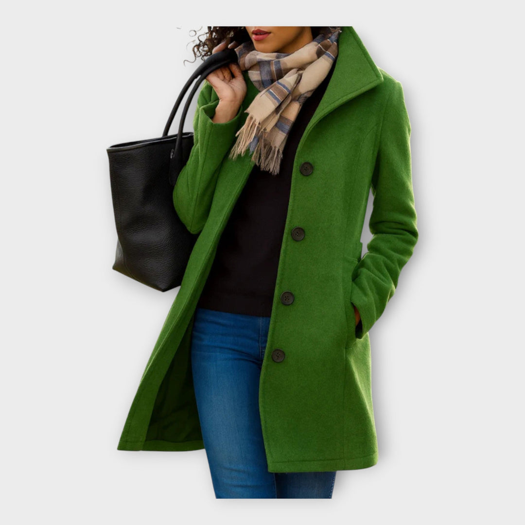 Elegantiškas vilnonis paltas su sagomis