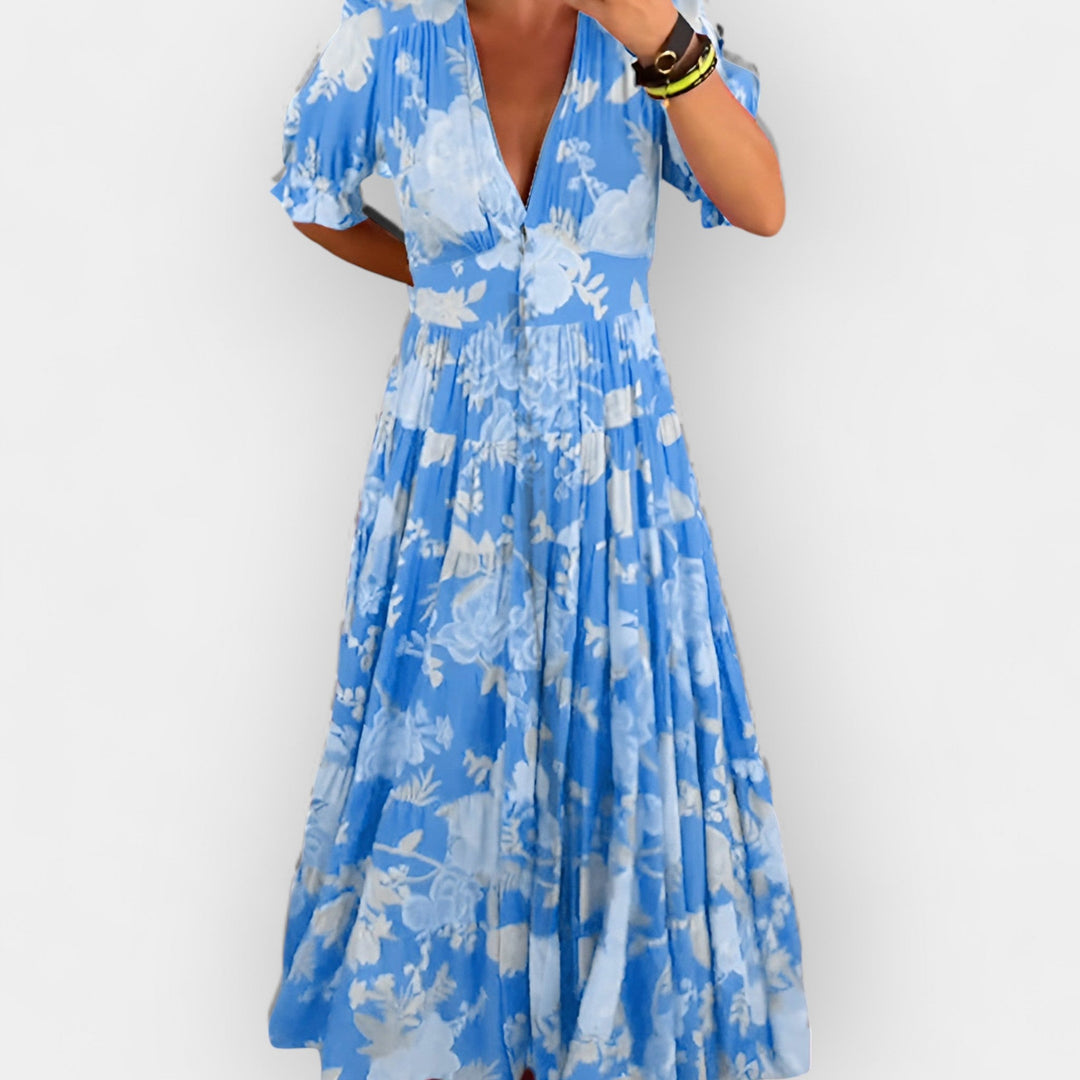 Lengva Gėlių Suknelė su Kišenėmis