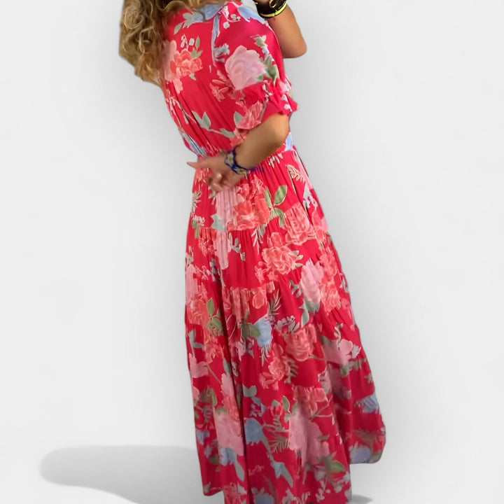 Lengva Gėlių Suknelė su Kišenėmis