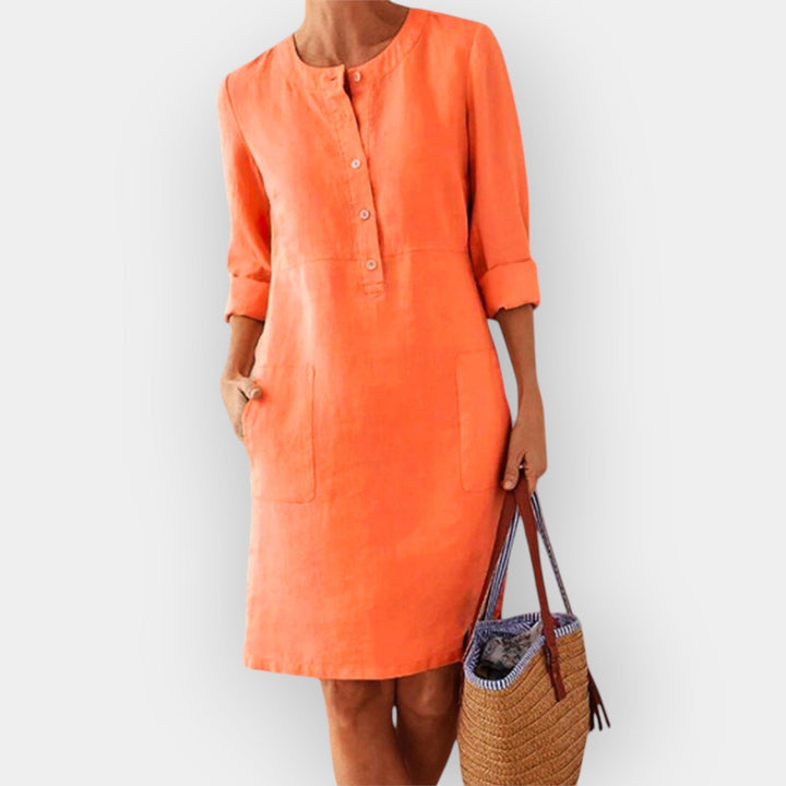 Stilinga Medvilninė Midi Suknelė su Minimalistiniu Dizainu