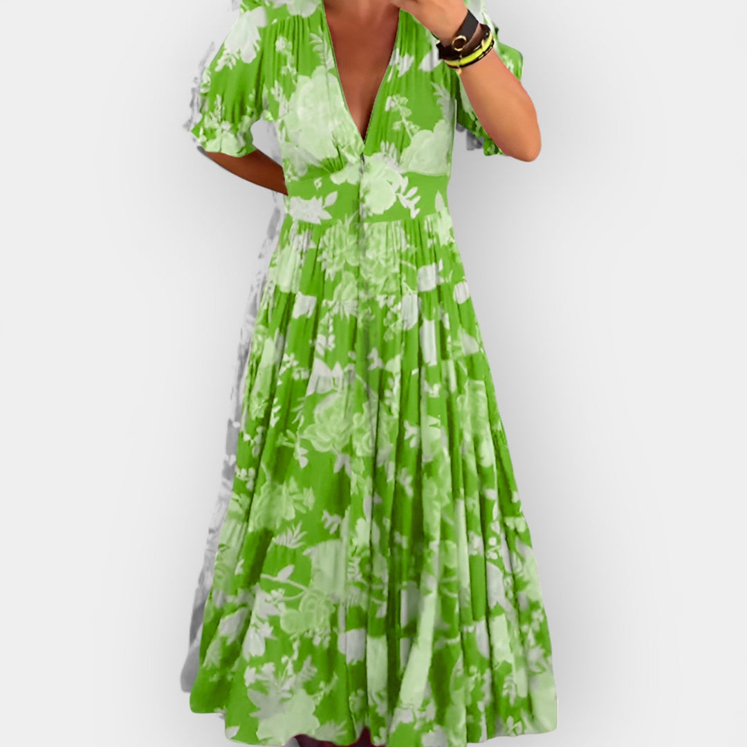 Lengva Gėlių Suknelė su Kišenėmis