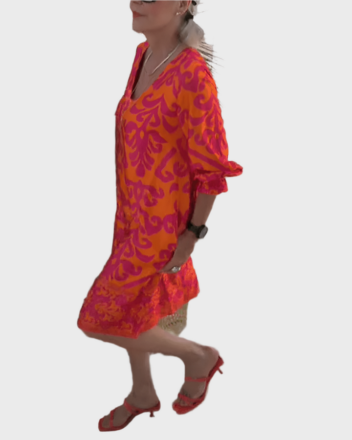 Midi Gėlėta Suknelė