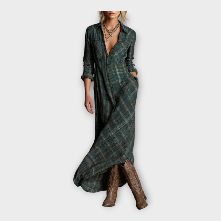 Elegantiška laikmečio stiliaus palaidinė suknelė