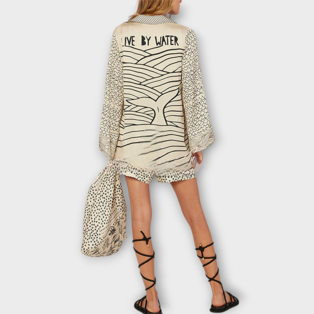 Liv - Satino Vandens Kutai Marškiniai ir Šortai Rinkinys