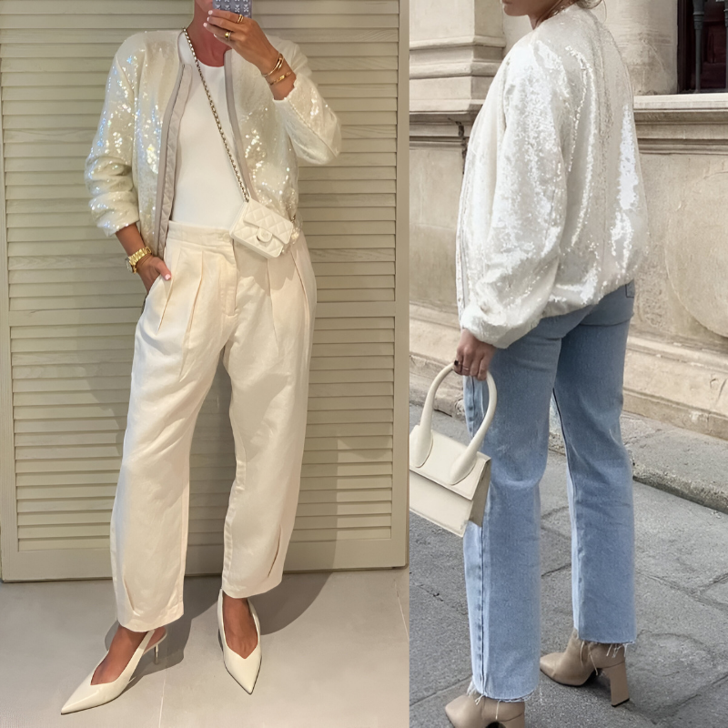 Journi - Elegantiškas Pailletten stiliaus paltas