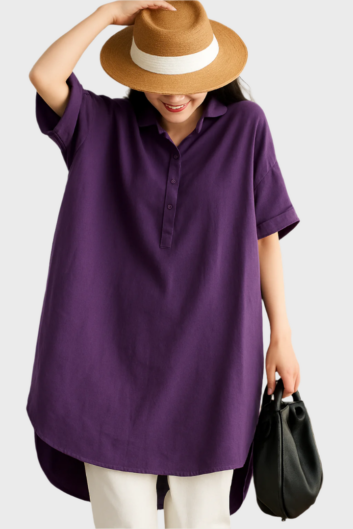 Lengva Lino Marškinėlių Suknelė