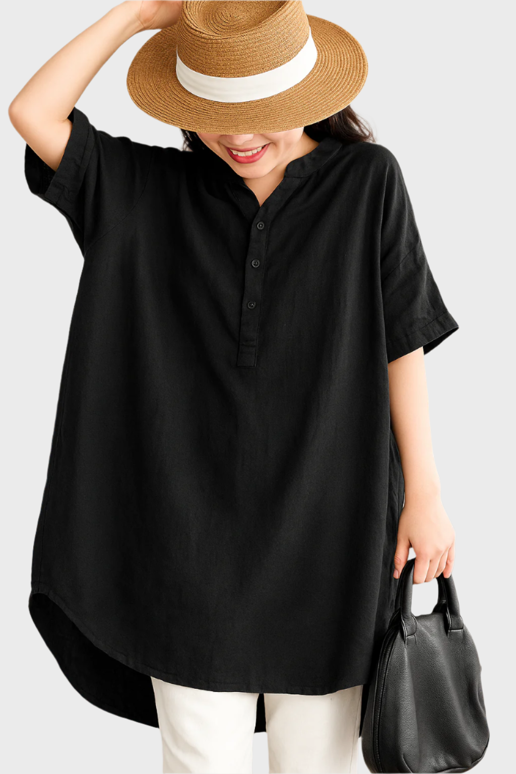 Lengva Lino Marškinėlių Suknelė