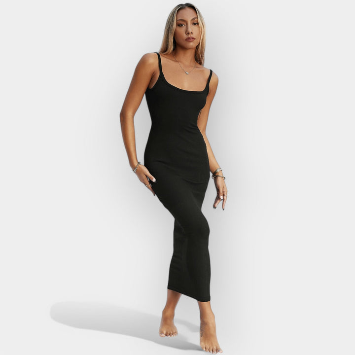 Minkštas Midi Suknelė su Atvira Nugarą ir Stiliumi