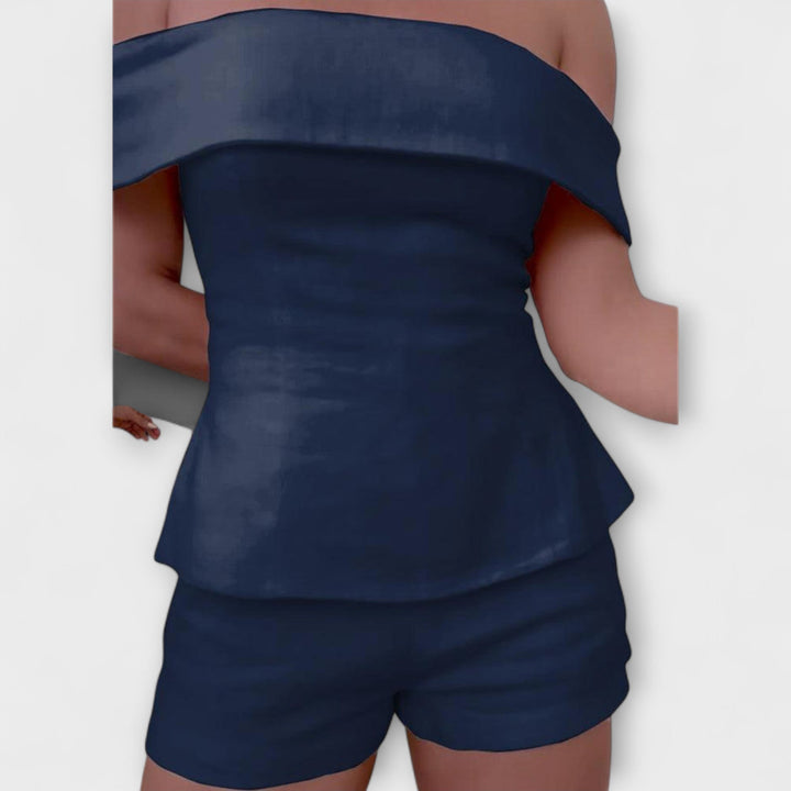 Olivia - Baltas medvilnės-lino dviem dalimis komplektas