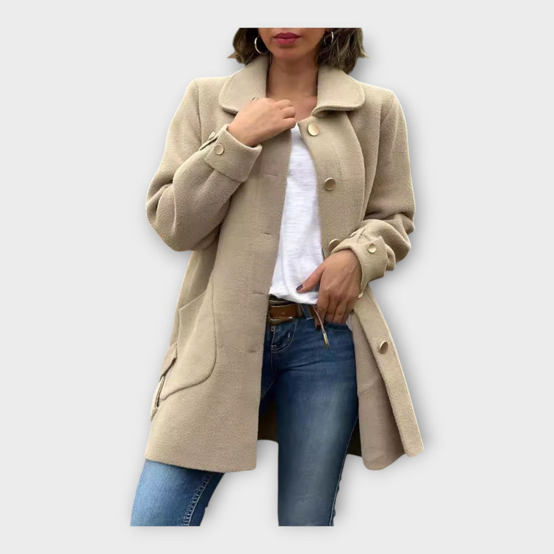 Μακρύ Πανοφώρι με Κλασική Γραμμή και Κουμπιά