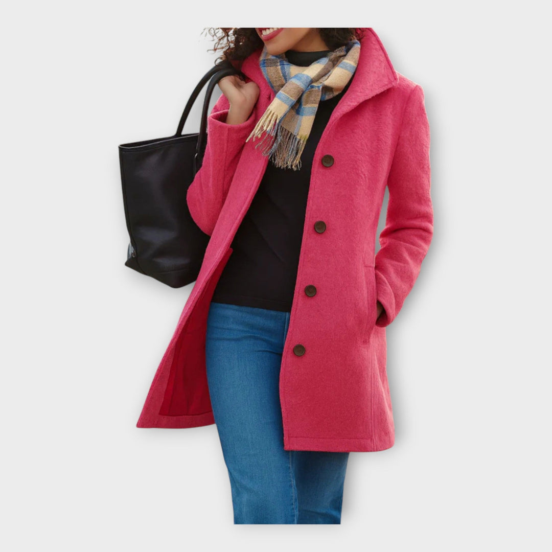 Elegantiškas vilnonis paltas su sagomis