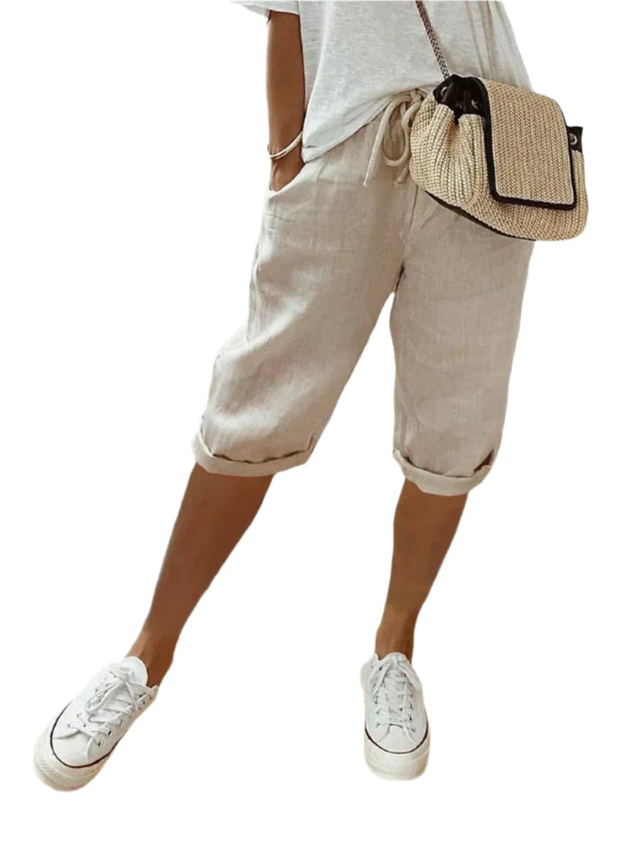 Stilingos Moteriškos Lino Kelnės