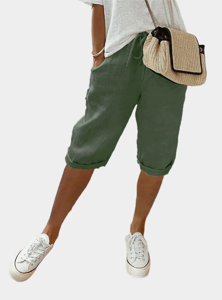 Stilingos Moteriškos Lino Kelnės