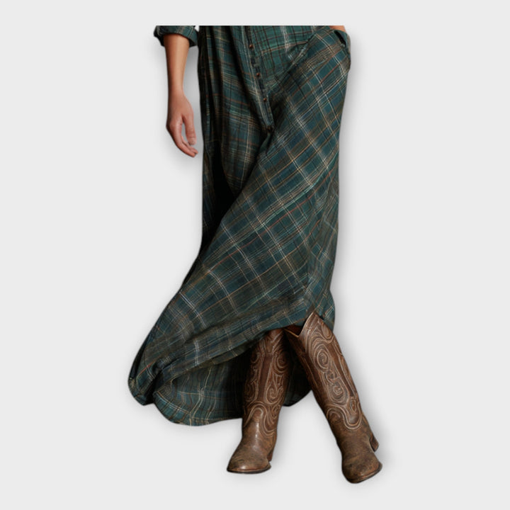 Elegantiška laikmečio stiliaus palaidinė suknelė