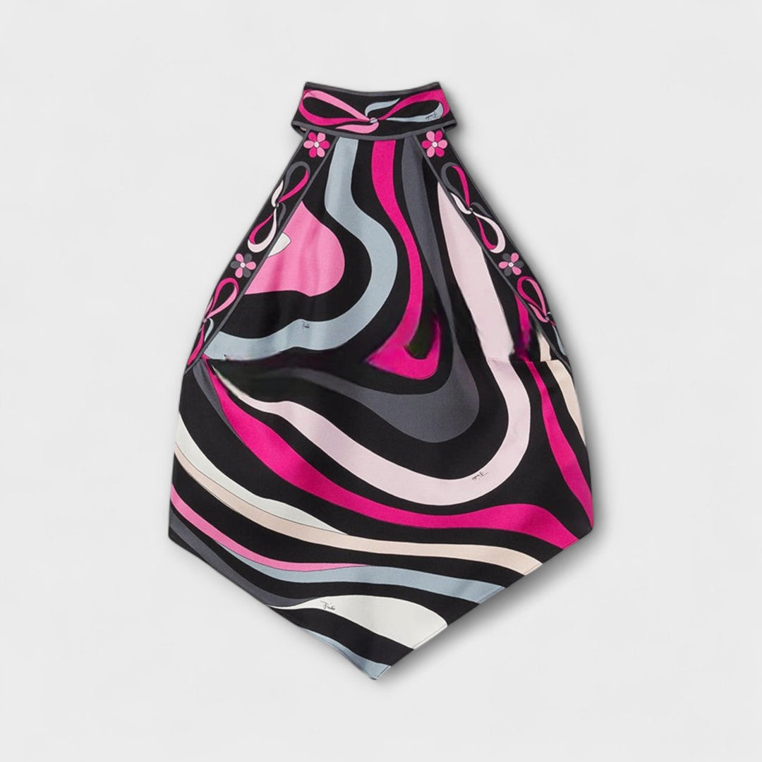 Everly - Kaklo viršūnės ir asimetrinio midi sijono rinkinys