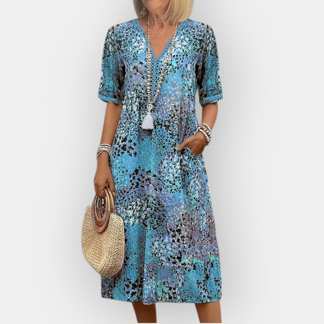 Stilinga Gėlių Midi Suknelė