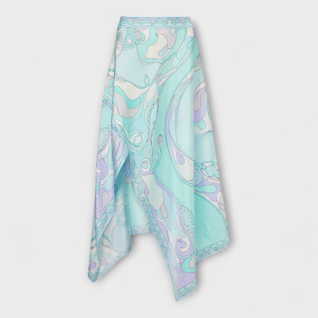 Everly - Kaklo viršūnės ir asimetrinio midi sijono rinkinys