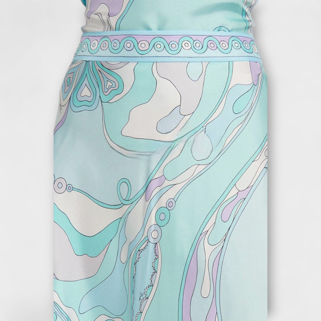 Everly - Kaklo viršūnės ir asimetrinio midi sijono rinkinys