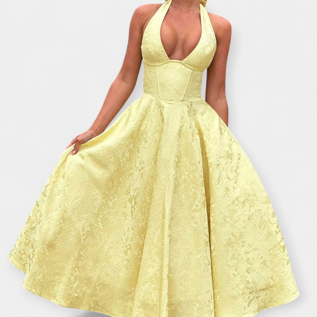 Minkštas midi su atvira nugarine ir korseto dizainu