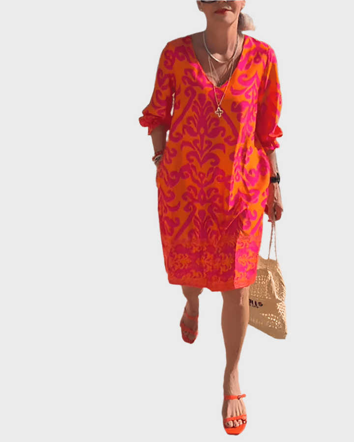 Midi Gėlėta Suknelė