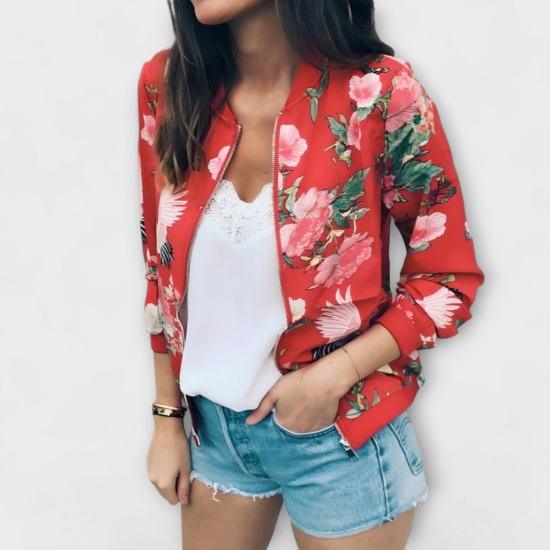Kaelin - Stylish Bomber Jacket with Flowers