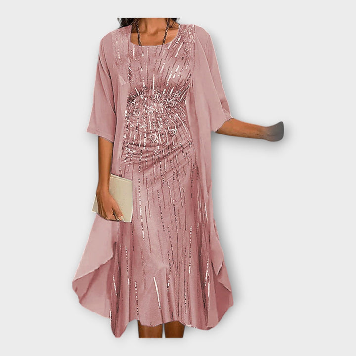 Lengva Suknelė su Išoriniu Švarku ir Raštais